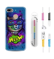 General Mobile GM8 Go GM9 GM20 Pro Plus Kılıf Kablo Koruma Spiral Silikon Super Meow 1715