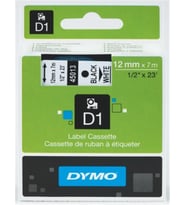 DYMO S0720530 D1 Yedek Şerit, 12 mm x 7 mt, Beyaz- Siyah (45013)
