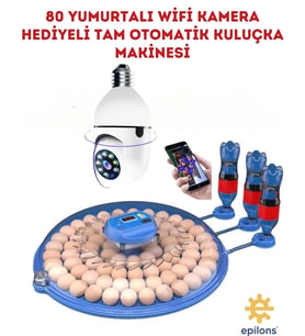 80 Yumurta Kapasiteli Tam Otomatik Çiftlik Kuluçka Makinesi Wifi Ampul Kamera Hediyeli Mz-80