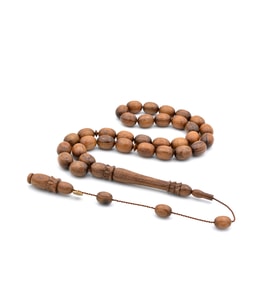 HAKİKİ USTA İŞİ OYMA İMAMELİ KOKULU SANDAL AĞACI TESBİH İRİ BOY 002