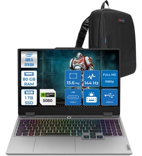 Lenovo Loq 15IRX10 Intel Core I5 13450HX 80GB Ddr5 1tb SSD RTX5060 8gb 100W Freedos 15.6" Fhd (1920X1080) IPS 300NITS 144Hz %100 Srgb Taşınabilir Bilgisayar 83JE00ENTRF38 + Zetta Çanta