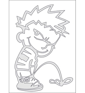 Usta Işeyen Yaramaz Çocuk Depo Kapağı Sticker 00880 Beyaz 12 x 8 cm