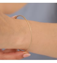 925 Ayar Altın Mikron Kaplama Ajda Ray Gümüş Bilezik - BV00102 (Gold)