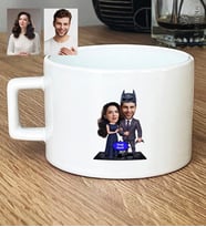 Kişiye Özel Karikatürlü Süper Kahraman Çift Sevgililer Lüks Fincan Sevgililer Günü Hediyesi