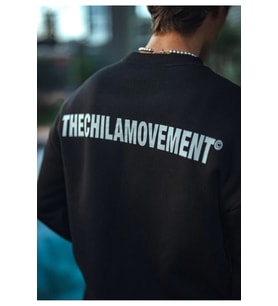 Kışlık Bisiklet Yaka Oversize Baskılı SweatShirt - Siyah
