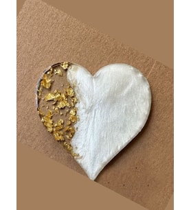 Epoksi Magnet - Boş Epoksi - Kalp Epoksi Magnet ( Gold ) - 10 Adet