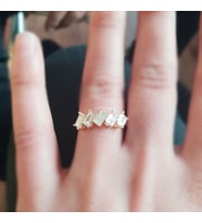 Beştaş Altın Yüzük Baget Taşlı 1,00 Karat Zirconia (Çok Renkli)