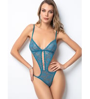 Belezza İnce Askılı Dantel Fantezi Babydoll (Petrol)