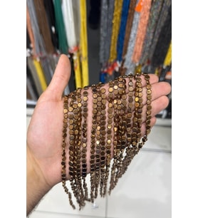 Hematit Taşı Yassı Kesim Parlak Kahverengi 6mm Doğal Taş Dizi