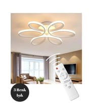 LZY Avize Store Yonca 6’lı Beyaz Plafonyer Kumandalı Salon, Mutfak, Çocuk Odası için Modern LED (Siyah)