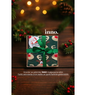 Yılbaşı Desenli Noel Babalı Kraft Kutulu Çorap Tekli