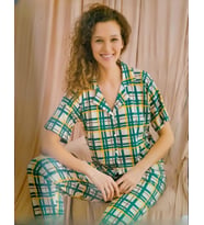 Pijamoni Kadın Viskon Boydan Düğmeli Kısa Kol İnce Pijama Takımı 7510/12 - 1 Adet (Yeşil)