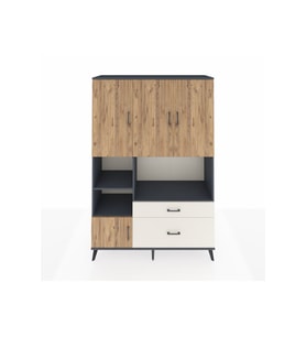 Hyperion Dolap 7 Raflı 2 Çekmeceli 5 Kapaklı 132x44x195 Antrasit-Çam/Aytaşı