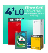 Filtron Peugeot 301 1.5 Dizel Filtre Bakım Seti Castrol Motor Yağlı (2017-2020) 4 Lü