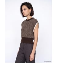 LCW Comfort Kahverengi Bisiklet Yaka Desenli Kadın Süveter