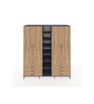 Kronos Dolap 13 Raflı 6 Çekmeceli 2 Askılı 220x59x243 Antrasit-Çam/Çam
