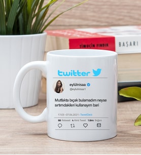 Kişiye Özel Twitter Tasarım Fotoğraflı Beyaz Kupa Bardak
