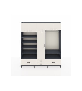 Hyperion Gardrop 18 Raflı 4 Çekmeceli Tek Askılı 220x44x243 Antrasit-Aytaşı/Aytaşı