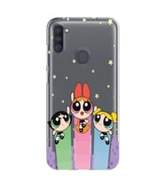 Samsung Galaxy M21 Uyumlu Powerpuff Girls Desenli Şeffaf Telefon Kılıfı