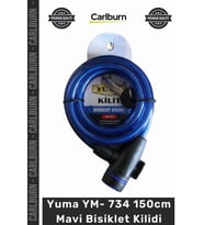 #Kilit Çelik Halat Zırhlı Güvenli Dayanıklı 12mm Kalınlık YM 734 150cm Mavi Bisiklet Kilidi