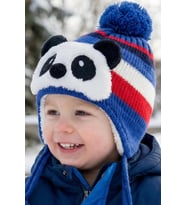 Bay Şapkacı - Sevimli Panda Tasarımlı Unisex Çocuk Kışlık Bere - 5900 (Mavi)