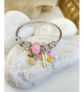 Pandora Model Ananas Charm Gümüş Renk 316L Çelik Bileklik