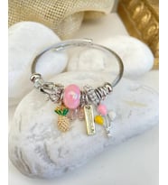 Pandora Model Ananas Charm Gümüş Renk 316L Çelik Bileklik