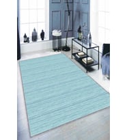 Turkuaz Sade Desensiz Kaymaz Tabanlı Dekoratif Halı ST05 - 100 x 160 cm