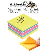 Yapışkanlı Not Kağıdı 4 Renk 450 Sayfa 1 Paket Havai Küp Blok Yapışkanlı Postit 75x75 mm Renkli  (Çok Renkli)