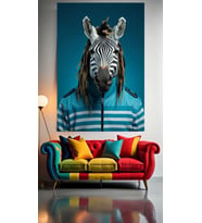 HİPPİ ZEBRA V1 Ev Duvar Salon Güzellik Salonu Ofis Dükkan Dekarasyon Kanvas Tablo (Çok Renkli)
