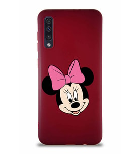 Samsung Galaxy A30S Soft Premier Kapak Minnie Mouse-C Tasarımlı Silikon Kılıf - Mürdüm (Şeffaf)