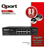 QPORT Q-POE8G 8 PORT GIGABIT + 2 PORT GIGABIT UPLINK POE SWITCH