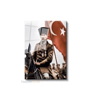 Dikey Cam Tablo Salon Duvar Tablosu Dikey Cam Ataturk Ve Filama Yeni Ev Hediyesi Ofis Tablosu