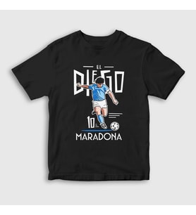 Presmono Unisex Çocuk Siyah Futbol Sut Maradona T-Shirt 51431tt