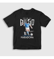 Presmono Unisex Çocuk Siyah Futbol Sut Maradona T-Shirt 51431tt