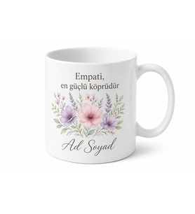 Sosyal Hizmet Uzmanına Empati Temalı Çiçekli Hediye Kupa Bardak