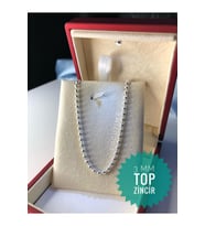 3mm Top Zincir Model Gümüş Unisex • Işıklı Kutuda Sevgiliye • Eşe • Babaya Kolye Zincir