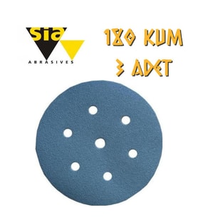 Sia 1949 Hookit 7 Delikli Cırt Zımpara 150 mm - P180 Kum - 3 Adet (Mavi)