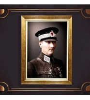 Altın Varaklı Çerçeveli Paspartulu Atatürk Tablo z5153 (Gold)