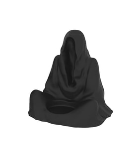 Dekoratif Ghost Hayalet Figürlü Tealight Mumluk Ev Dekoru Ofis Dekoru Süs (Siyah)