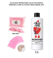 Profesyonel Kalıcı Oje Sökücü Remover 1 Litre ve Tüy Bırakmayan Tırnak Pedi 1000'li Set