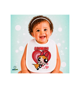 Powerpuff Girls Keten Bebek Mama Önlüğü – Yumuşak, Emici, Yıkanabilir, Özel Tasarım P166