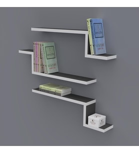 Kenzlife kitaplık mediha 015*060*20*3 gri duvar rafı