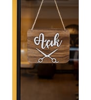 Ahşap Dekoratif Kesim Açık-Kapalı Yazılı Tabela