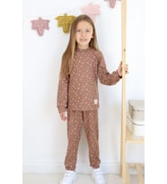 Kız Çocuk Orta Kalınlıkta Baskılı Pijama Takımı (KAHVE)