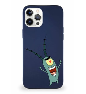 Apple iPhone 12 Pro Max Soft Premier Kapak Plankton Tasarımlı Silikon Kılıf - Lacivert (Şeffaf)