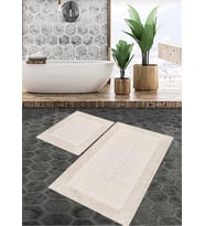 Cotton Special 2'li Osmanlı Desen Pamuklu Klozet Takımı Krem