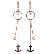 925 Ayar Gümüş Çıpa Figürlü Rose Sallantılı Küpe - K057101