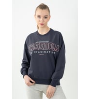Maraton Oversize Kadın Bisiklet Yaka Antrasit Sweatshirt