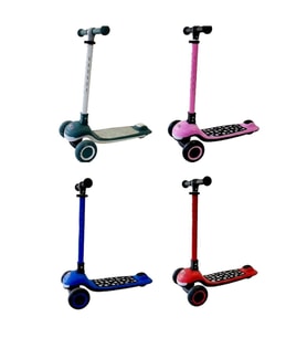 Scooter Pilli Müzikli Renkli Işıklı - 3 Tekerlekli Güvenli Denge Sistemli Çocuk Scooterı